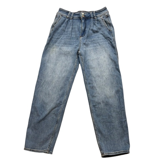 Ladies Pilcro Jeans Pleat Front Medium Wash Straight Leg Jeans Size 28 High Rise - Picture 1 of 9